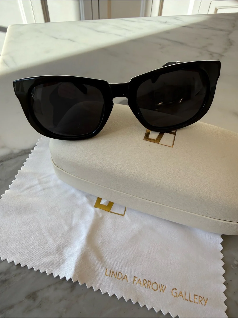 Linda Farrow for The Row Black Cat-Eye Sunglasses with tortoise